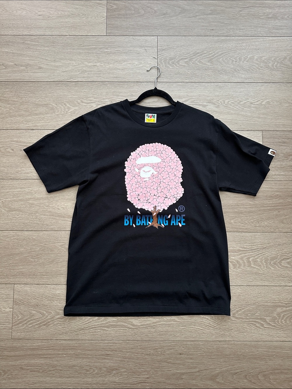A Bathing Ape Black Graphic Tee - Pink Cherry Ape Logo
